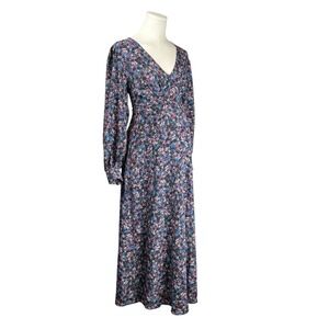 Topshop Maternity Floral V Neck Empire Waist Long‎ Sleeve US Size 6 Midi Dress